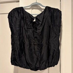 Anthropologie Black Satin Blouse